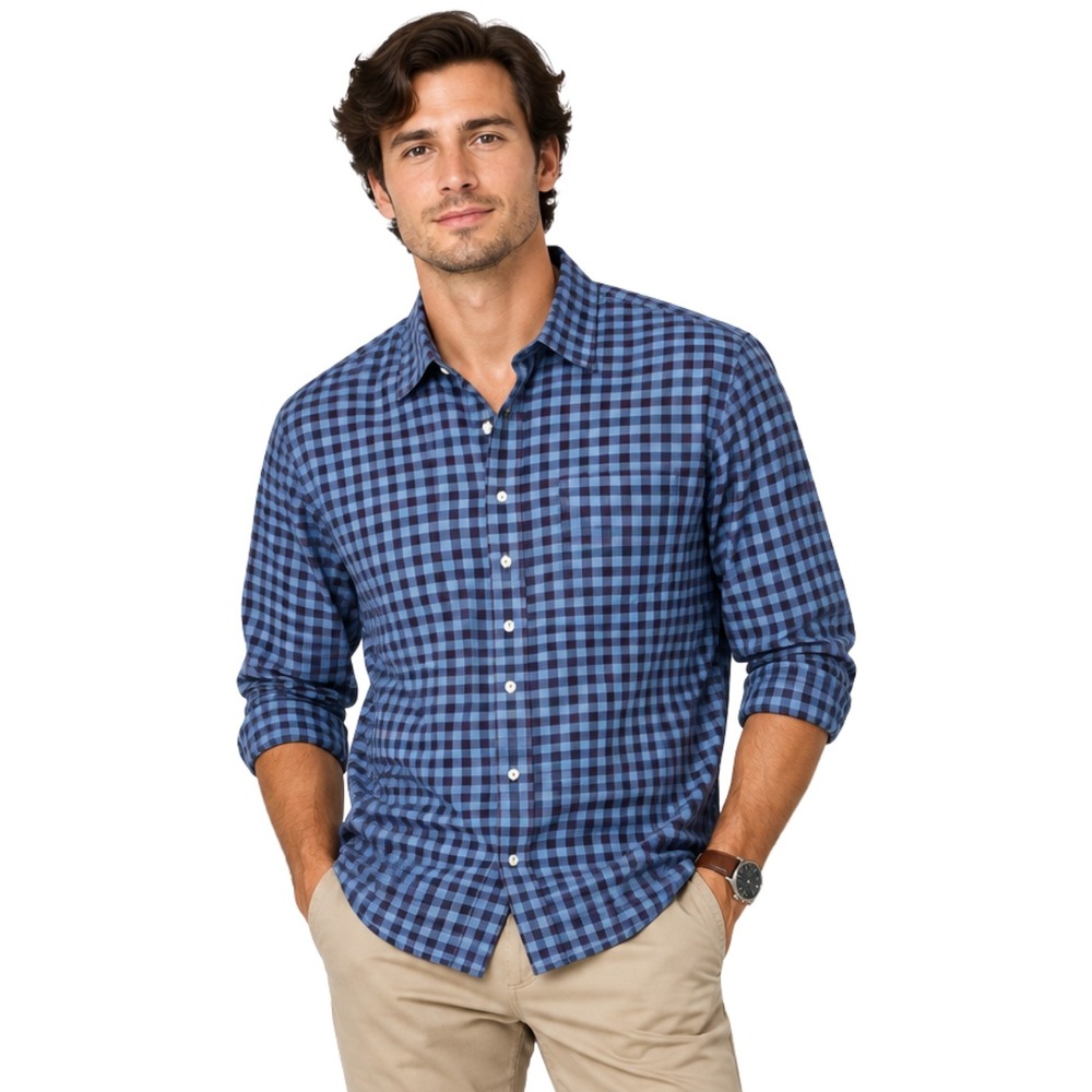 Peter Millar Shirt Mens XL Blue Purple Gingham Check Cotton Long Sleeve Preppy